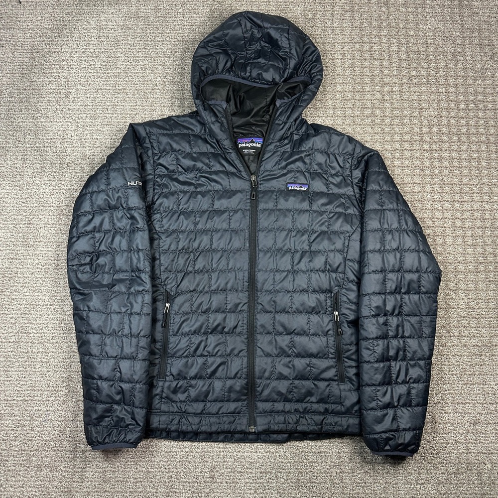 Patagonia Nano Puff Hoody Mens Medium Navy Black Insulated Puffer Jacket 84222